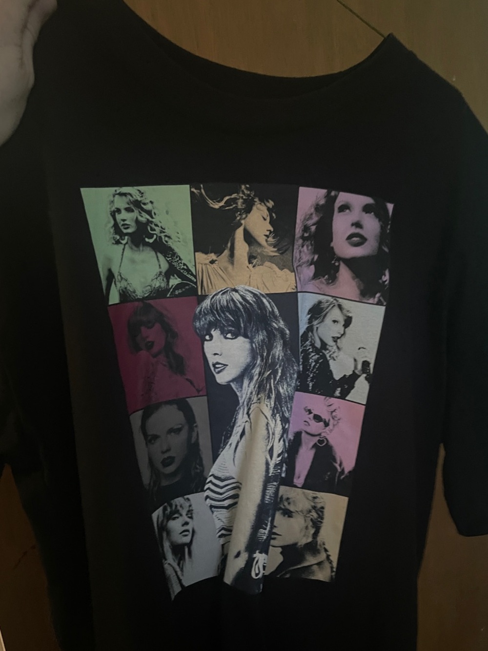 Black Taylor Swift Graphic Women’s Tee with Multi-Color Photo Grid - Official